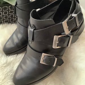 Zara Black Buckle Ankle Booties Sz 7.5